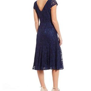 Vince Camuto lace v-neck dress, navy blue …